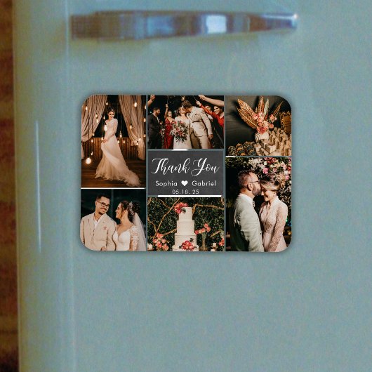 Rustic Chalkboard Collage Wedding Thank You Magnet マグネット