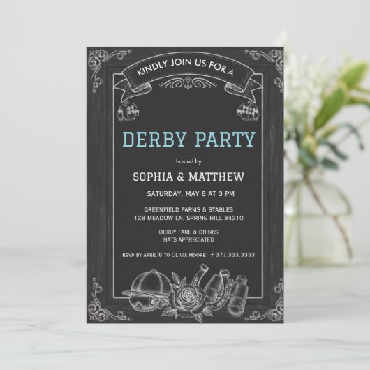 Rustic Chalkboard Derby Party Invitation 招待状 (スタンド正面)