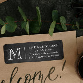 Rustic Chalkboard Family Monogram Return Address ラベル