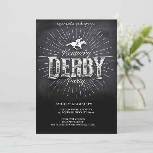 Rustic Chalkboard Kentucky Derby Party Invitation 招待状 (スタンド正面)