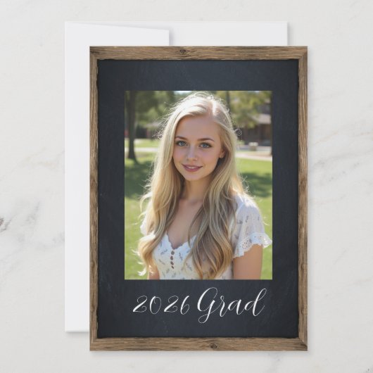 Rustic Chalkboard & String Lights Graduation Party 招待状 (裏面)