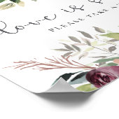 Rustic Charm Burgundy Blush Pink Floral Wedding ポスター (角)