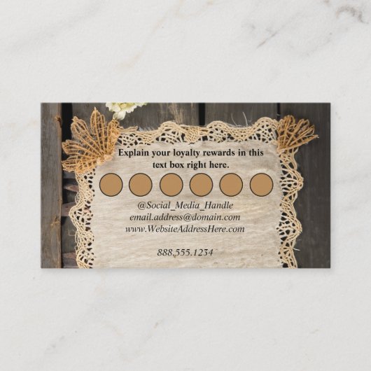 Rustic Charm Burlap & Lace Barn Wood エンクロージャーカード (正面)