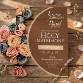 Rustic Charm Holy Matrimony Wedding Invitation 招待状