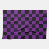 Rustic Checks, Purple and Black キッチンタオル (横)