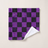 Rustic Checks, Purple and Black バスタオルセット (ウォッシュタオル)