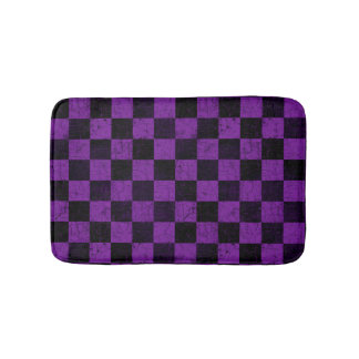 Rustic Checks, Purple and Black バスマット