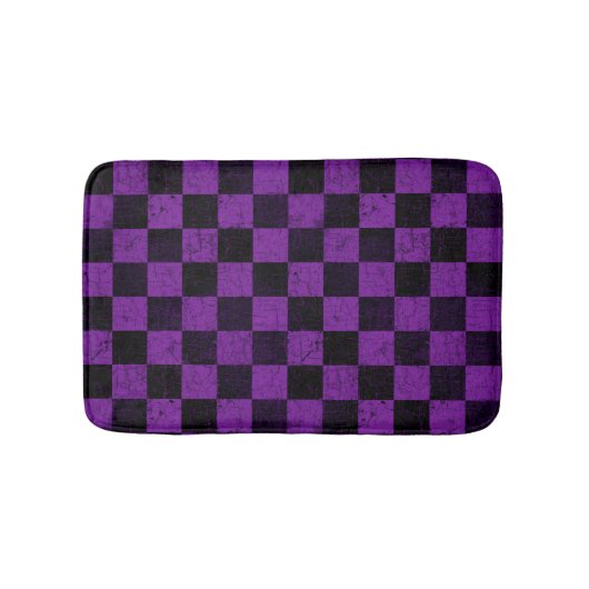 Rustic Checks, Purple and Black バスマット (正面)