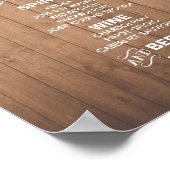 Rustic chic Bar Menu Sign | Wedding party bar ポスター (角)