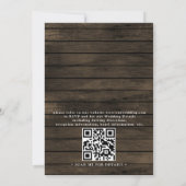 Rustic Chic Barn Wood Elegant QR Code Wedding 招待状 (裏面)