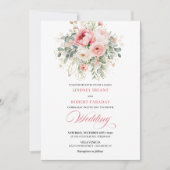 Rustic Chic Blush Roses Wedding Invitation 招待状 (正面)