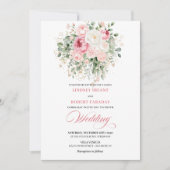 Rustic Chic Blush Roses Wedding Invitation 招待状 (正面)