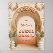 Rustic Chic Boho Pampas Bridal Shower Welcome Sign ポスター (正面)