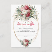 Rustic Chic Burgundy Floral Diaper Raffle Card エンクロージャーカード (正面)