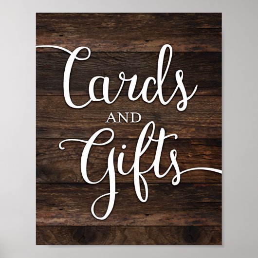 Rustic Chic CARDS AND GIFTS Sign Print ポスター (正面)