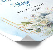 Rustic Chic Dusty Blue Greenery Gold Custom Sign ポスター (角)