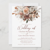 Rustic Chic Elegant Boho Blush Floral Wedding 招待状 (正面)