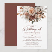 Rustic Chic Elegant Boho Blush Floral Wedding 招待状 (正面/裏面)