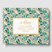 Rustic chic forest green gold eucalyptus wedding  ゲストブック (正面)