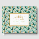 Rustic Chic Hunter Green And Gold Guest Book ゲストブック (正面)