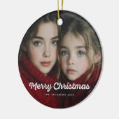 Rustic Chic Merry Christmas Design セラミックオーナメント (左)