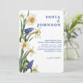 Rustic Chic navy blue and white floral Wedding 招待状 (スタンド正面)