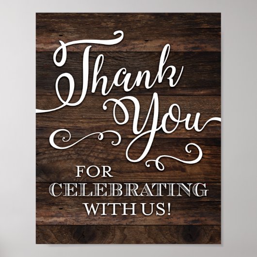 Rustic Chic THANK YOU Sign Print ポスター (正面)