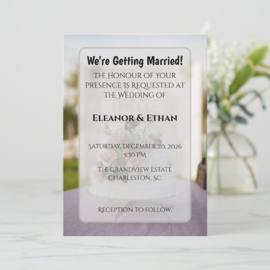 Rustic Chic Tiered Cake Mr. & Mrs. Topper Wedding  招待状 (スタンド正面)