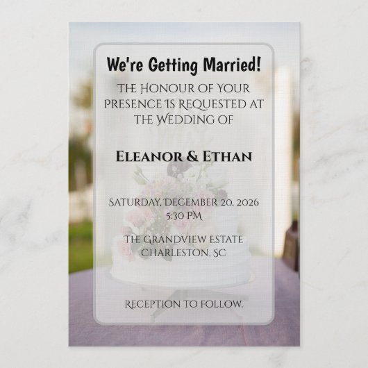 Rustic Chic Tiered Cake Mr. & Mrs. Topper Wedding  招待状 (正面)