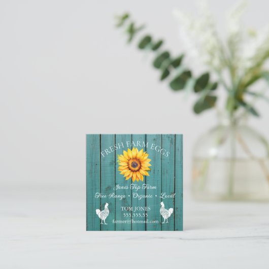 Rustic Chicken Egg Farmer Business Card | Poultry  スクエア名刺 (スタンド正面)