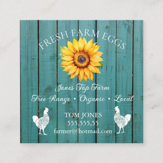 Rustic Chicken Egg Farmer Business Card | Poultry スクエア名刺 (正面)