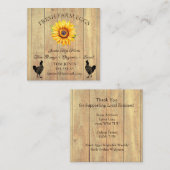Rustic Chicken Egg Farmer Business Card | Poultry スクエア名刺 (正面/裏面)