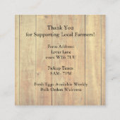 Rustic Chicken Egg Farmer Business Card | Poultry  スクエア名刺 (裏面)