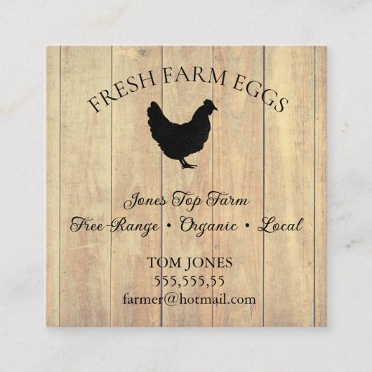 Rustic Chicken Egg Farmer Business Card | Poultry  スクエア名刺 (正面)