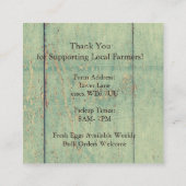 Rustic Chicken Egg Farmer Business Card | Poultry スクエア名刺 (裏面)