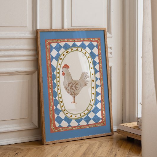 Rustic Chicken Illustration  ポスター