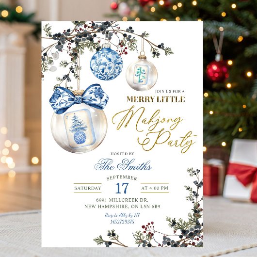 Rustic Chinoiseries Merry Little Mahjong Party 招待状