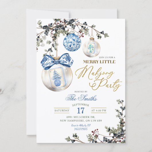 Rustic Chinoiseries Merry Little Mahjong Party 招待状 (正面)