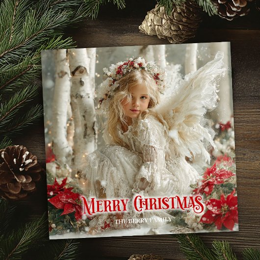 Rustic Christmas angel editable festive greeting シーズンカード