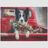 Rustic Christmas Border Collie Decoupage 薄葉紙 (正面)