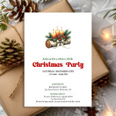 Rustic Christmas Candles Berries Invite Editable 招待状
