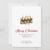Rustic Christmas candles on wooden log greeting シーズンカード (正面)