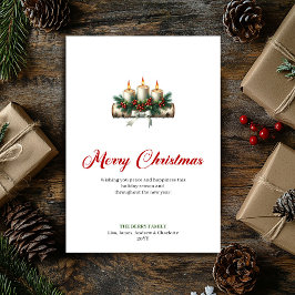Rustic Christmas candles pine branch holiday card シーズンカード