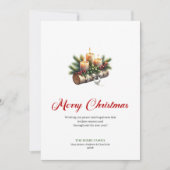 Rustic Christmas candles pine holly design card シーズンカード (正面)