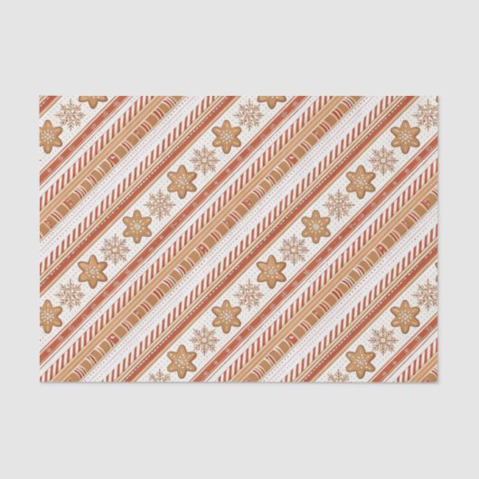 Rustic Christmas Candy Cane & Gingerbread Pattern 薄葉紙 (正面)