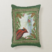 Rustic Christmas Cardinal Pillow アクセントクッション (正面(垂直))