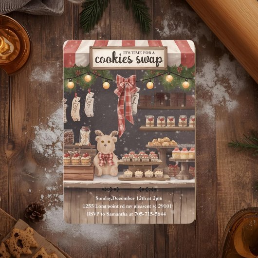 “Rustic Christmas Cookie Swap  招待状