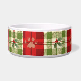 Rustic Christmas Dog Bowl – Red, Green & Cream ボウル