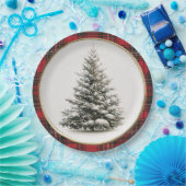 Rustic Christmas Evergreen Christmas Paper Plates ペーパープレート (パーティー)
