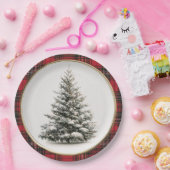 Rustic Christmas Evergreen Christmas Paper Plates ペーパープレート (パーティー)